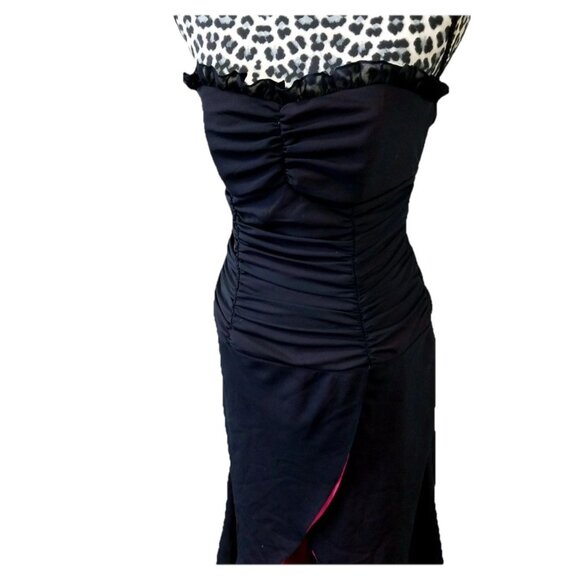 Niki by Niki Livas Vtg Black Pink Strapless Dress Sz 6 Whimsigoth Dark Fairy - Picture 6 of 8